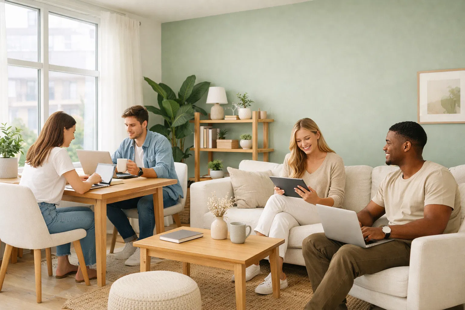 Residents relaxing in a ZenSpace coliving living room in KL